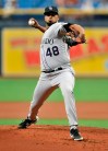 Colorado Rockies starter German Marquez pitches against the Tampa Bay Rays during the first inning of a baseball game Wednesday, April 3, 2019, in St. Petersburg, Fla. (AP Photo/Steve Nesius)