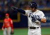 Tampa Bay Rays' Tommy Pham reacts after his RBI single off Los Angeles Angels pitcher Ty Buttrey scored Travis d'Arnaud during the sixth inning of a baseball game Friday, June 14, 2019, in St. Petersburg, Fla. (AP Photo/Chris O'Meara)