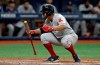 Boston Red Sox's Xander Bogaerts reacts after being called out on strikes on a pitch by Tampa Bay Rays relief pitcher Colin Poche to end a baseball game Monday, Sept. 23, 2019, in St. Petersburg, Fla. (AP Photo/Chris O'Meara)