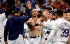 Tampa Bay Rays' Nate Lowe, center, celebrates after his walk-off, two-run home run off Boston Red Sox relief pitcher Josh Smith during the 11th inning of a baseball game, Saturday, Sept. 21, 2019, in St. Petersburg, Fla. (AP Photo/Chris O'Meara)