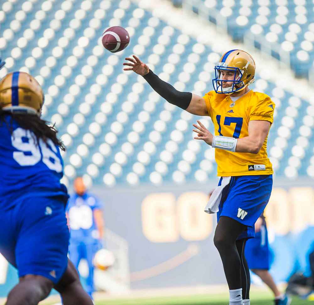 MIKAELA MACKENZIE / WINNIPEG FREE PRESS
Blue Bombers quarterback Chris Streveler is in a three-way battle for the number three position at QB.