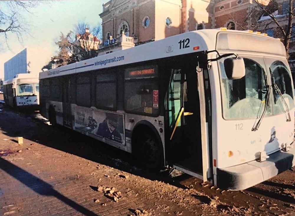 COURT PHOTO
The blood-stained scene of the stabbing that claimed the life of Winnipeg Transit driver Irvine Jubal Fraser.