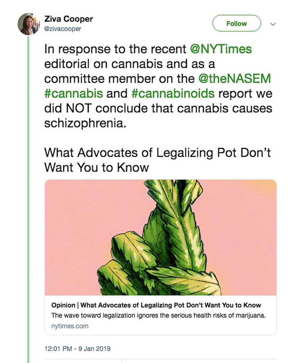 Dr. Ziva Cooper, who served on the National Academies of Sciences, Engineering, and Medicine committee, took to social media to clarify some issues.