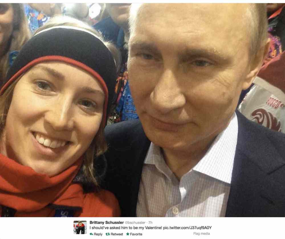 Brittany Schussler's was criticized for her selfie with Russian President Vladimir Putin.