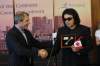 BORIS.MINKEVICH@FREEPRESS.MB.CA
Musician Gene Simmons (right) drew a crowd at city hall. He was given the key to the city by city councillor Gord Steevs.