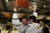 DAVE DARICHUK / Winnipeg Free Press
Portage Terriers teammates Cody More and Stephane Pattyn celebrate their ANAVET Cup win.