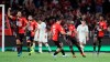 Rennes' M'Baye Niang, third right, celebrates after scoring his side's first goal during the French League One soccer match between Rennes and Paris Saint Germain, in Rennes, Sunday, Aug. 18, 2019. (AP Photo/David Vincent)