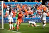 Netherlands'Jill Roord celebrates after scoring the opening goal during the Women's World Cup Group E soccer match between New Zealand and the Netherlands in Le Havre, France, Tuesday, June 11, 2019. (AP Photo/Francisco Seco)