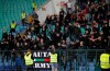 EDS NOTE OBSCENE GESTURES - Bulgarian fans gesture as they stand in the stadium to watch the Euro 2020 group A qualifying soccer match between Bulgaria and England, at the Vasil Levski national stadium, in Sofia, Bulgaria, Monday, Oct. 14, 2019. (AP Photo/Vadim Ghirda)