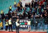 EDS NOTE OBSCENE GESTURES - Bulgarian fans gesture as they stand in the stadium to watch the Euro 2020 group A qualifying soccer match between Bulgaria and England, at the Vasil Levski national stadium, in Sofia, Bulgaria, Monday, Oct. 14, 2019. (AP Photo/Vadim Ghirda)
