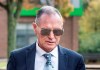 Former England soccer player Paul Gascoigne arrives at Teesside Crown Court in Middlesbrough, England where he is appearing on charges of sexually assaulting a woman on a train, Monday Oct. 14, 2019. (Danny Lawson/PA via AP)