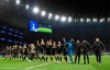 Ajax players celebrate after the final whistle of the Champions League, semifinal first leg soccer match at the Tottenham Hotspur Stadium, London, Tuesday April 30, 2019. Ajax beat Tottenham 1-0. (Mike Egerton/PA via AP)