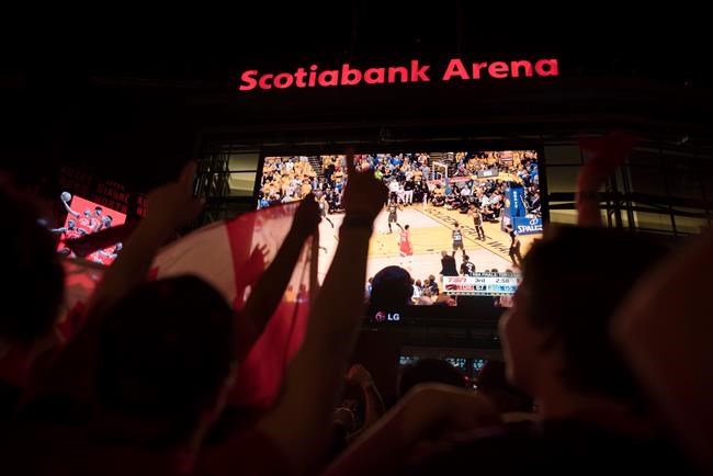 Toronto Raptors fans react during Game 4 of the NBA Final against the Golden State Warriors in the