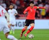 FILE - In this Jan. 22, 2019, file photo, South Korea's forward Son Heung-min runs with the ball during the AFC Asian Cup round of 16 soccer match between South Korea and Bahrain at the Rashid Stadium in Dubai, United Arab Emirates. Son Heung-min is among those players already calling for patience. The Tottenham star, South Korea‚Äôs biggest soccer export, wants fans to allow the national team time to build for the tournament to be held in Qatar. (AP Photo/Kamran Jebreili, File)