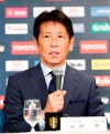 Former Japan manager Akira Nishino speaks during a press conference in Tokyo, Friday, July 19, 2019. Nishino was officially named head coach of the Thailand national and under-23 men's soccer teams on Wednesday. (Masanobu Kumagai/Kyodo News via AP)