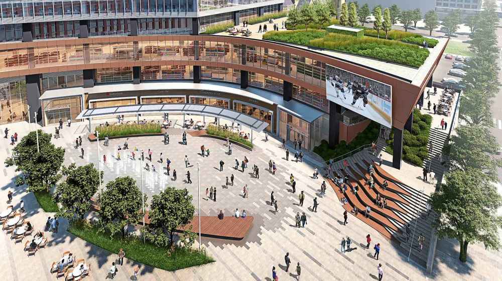SUPPLIED
2017 rendering of True North Square plaza. Developers have agreed to grant complete public access to the area and allow the Downtown BIZ and city hall to schedule events there if the city and provincial government cover the plaza's construction costs.
