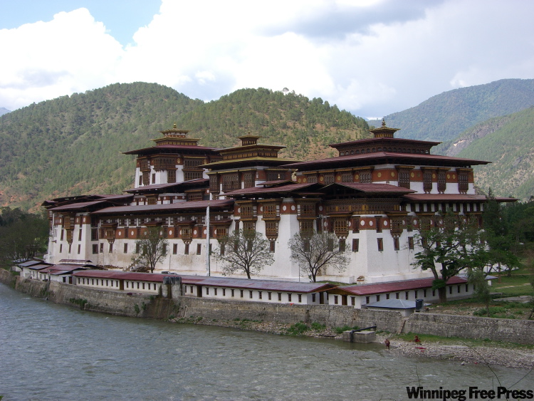 Canwest News Service
A strategically positioned Dzong fortress on the banks of the Wong Chu River in Bhutan.