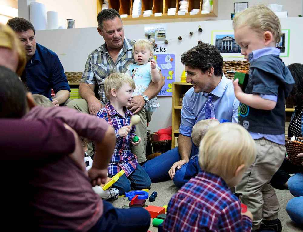 THE CANADIAN PRESS/Sean Kilpatrick
Liberal Leader Justin Trudeau at a daycare in St. John's, N.L., on Tuesday.