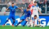 From left, Italy's Fabio Quagliarella, Federico Bernardeschi and Bosnia's Morale Panic go for the ball during the Euro 2020 group J qualifying soccer match between Italy and Bosnia- Herzegovina at the Allianz Stadium in Turin, Italy, Tuesday, June 11, 2019. (Alessandro Di Marco/ANSA via AP)