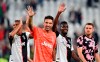 Juventus' goalkeeper Gianluigi Buffon salutes supporters at the end of the Italian Serie A soccer match between Juventus and Verona at the Juventus' Stadium in Turin, Italy, Saturday, Sept. 21, 2019. (Alessandro Di Marco/ANSA via AP)