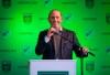 FILE - In this Jan. 15, 2019, file photo, Major League Soccer Commissioner Don Garber announces that Austin will be an expansion franchise for the 2021 season, in Austin, Texas. Garber's contract has been extended by league owners for five years through 2023. (Ricardo B. Brazziell/Austin American-Statesman via AP, File)