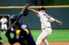 Houston Astros starting pitcher Justin Verlander (35) throws to Seattle Mariners' Mallex Smith during the first inning of a baseball game Saturday, Sept. 7, 2019, in Houston. (AP Photo/David J. Phillip)