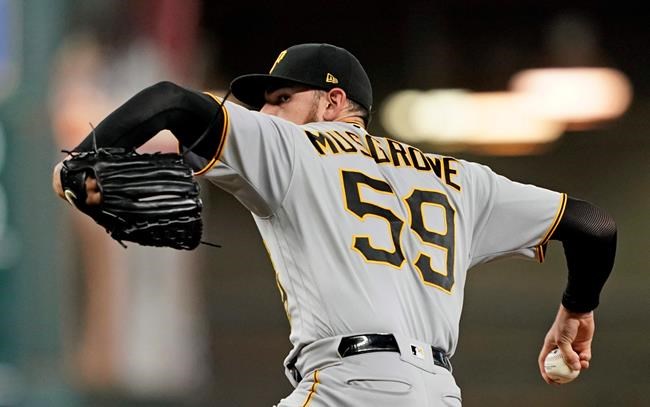 Pittsburgh Pirates starting pitcher Joe Musgrove throws against the Houston Astros during the first inning of a baseball game Thursday, June 27, 2019, in Houston. (AP Photo/David J. Phillip)
