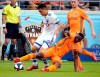 Houston Dynamo's Oscar Garcia, right, kicks the ball away from Montreal Impact's Mathieu Choiniere during the second half of an MLS soccer match Saturday, March 9, 2019, in Houston. (AP Photo/David J. Phillip)