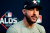 Houston Astros starting pitcher Justin Verlander takes part in a news conference, Thursday, Oct. 3, 2019, in Houston. The Astros will host the Tampa Bay Rays in the first game of an American League Division Series on Friday. (AP Photo/Eric Gay)
