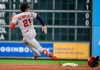 Los Angeles Angels' Michael Hermosillo runs to third after hitting a triple during the second inning of a baseball game against the Houston Astros, Sunday, Sept. 22, 2019, in Houston. (AP Photo/Eric Christian Smith)