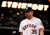 Houston Astros starting pitcher Justin Verlander walks to the dugout after striking out Milwaukee Brewers' Orlando Arcia to end the top of the fifth inning of a baseball game Wednesday, June 12, 2019, in Houston. (AP Photo/Eric Christian Smith)