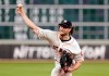 Houston Astros starting pitcher Gerrit Cole throws against the Tampa Bay Rays during the first inning of a baseball game Wednesday, Aug. 28, 2019, in Houston. (AP Photo/Michael Wyke)