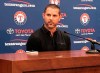 Former Texas Rangers player Michael Young responds to questions during a news conference in Arlington, Texas, Tuesday, June 18, 2019. The Rangers announced Tuesday that the team will retire Young's jersey number during a ceremony scheduled for Aug. 31, before a game against the Seattle Mariners (AP Photo/Stephen Hawkins)