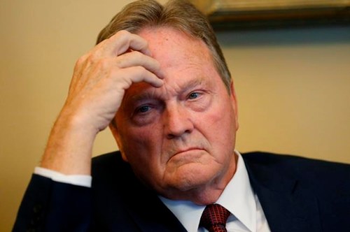 FILE - In this Jan. 28, 2019, file photo, Republican Sen. Jerry Stevenson, looks on during a news conference, in Salt Lake City. Utah lawmakers have reached a compromise deal to increase the amount of alcohol available in beer. Jerry Stevenson said Wednesday, March 13, 2019, the agreement would raise alcohol limits to 4 percent, which is still relatively low but would allow for most production-line beers to be sold in grocery and convenience stores. It must still be approved by the state Legislature. (AP Photo/Rick Bowmer, File)