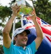 DAVID LIPNOWSKI / WINNIPEG FREE PRESS
New Zealand's James Beale celebrates winning the 110th edition of Canada's National Men's Amateur Golf Championship Thursday at Elmhurst Golf & Country Club.