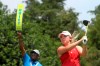 Bronte Law tees off on the ninth hole during the LPGA Tour golf tournament at Kingsmill Resort, Thursday, May 23, 2019, in Williamsburg, Va. (Sarah Holm/The Daily Press via AP)