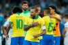 Brazil's Dani Alves celebrates his team's 2-0 victory over Argentina at the end of their Copa America semifinal soccer match at Mineirao stadium in Belo Horizonte, Brazil, Tuesday, July 2, 2019. (AP Photo/Victor R. Caivano)