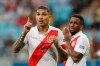 Peru's Paolo Guerrero reacts after the referee annulled a goal by teammate Jefferson Farfan, background, during a Copa America Group A soccer match against Venezuela at the Arena do Gremio stadium in Porto Alegre, Brazil, Saturday, June 15, 2019. (AP Photo/Andre Penner)