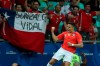 Chile's Alexis Sanchez celebrates after scoring his side's second goal against Ecuador during a Copa America Group C soccer match at the Arena Fonte Nova in Salvador , Brazil, Friday, June 21, 2019. (AP Photo/Ricardo Mazalan)