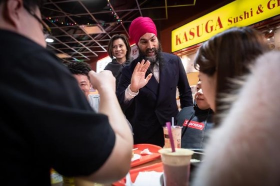 NDP Leader Jagmeet Singh campaigns for the federal byelection, in the food court at an Asian mall in Burnaby, B.C., on Sunday, Feb. 24, 2019. Byelections will be held Monday in three vacant ridings - Burnaby South, where Singh is hoping to win a seat in the House of Commons, the Ontario riding of York-Simcoe and Montreal's Outremont. THE CANADIAN PRESS/Darryl Dyck