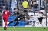 Vancouver Whitecaps' Fredy Montero (12) scores against Toronto FC goalkeeper Quentin Westberg (16) on a penalty kick as Marky Delgado (8) watches during the second half of an MLS soccer game in Vancouver on Friday May 31, 2019. Toronto FC will be missing some star power when it tries to end a six-game winless skid Friday night against a slumping Sporting Kansas City side. THE CANADIAN PRESS/Darryl Dyck
