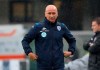 Brescia's head coach Eugenio Corini looks on during the Italian Serie A soccer match between Verona and Brescia at the Bentegodi stadium in Verona, Italy, Sunday, Nov. 3, 2019. (Simone Venezia/ANSA via AP)