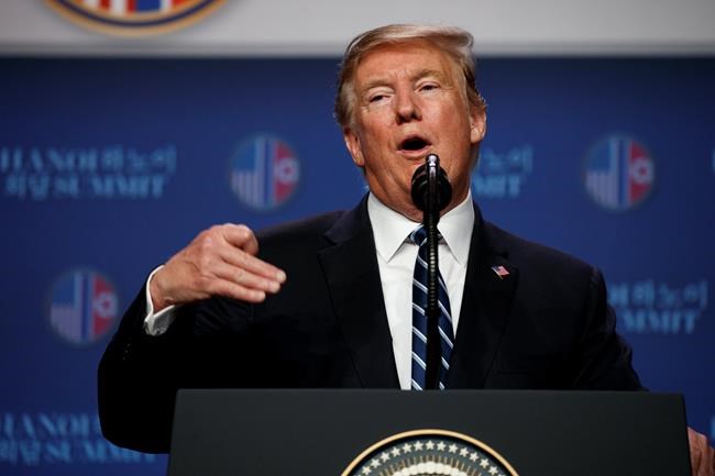 President Donald Trump speaks during a news conference after a summit with North Korean leader Kim Jong Un, Thursday, Feb. 28, 2019, in Hanoi. (AP Photo/ Evan Vucci)