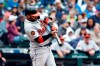 Baltimore Orioles' Jonathan Villar hits a three-run home run against the Seattle Mariners during the fourth inning of a baseball game Saturday, June 22, 2019, in Seattle. (AP Photo/Joe Nicholson)