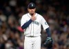 Seattle Mariners starting pitcher Felix Hernandez walks off the field during the fifth inning of the team's baseball game against the Chicago White Sox, Saturday, Sept. 14, 2019, in Seattle. The Mariners won 2-1 in 10 innings. (AP Photo/Stephen Brashear)
