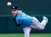 Seattle Mariners' Marco Gonzalez throws against the Oakland Athletics during the first spring training baseball game of the season Thursday, Feb. 21, 2019, in Mesa, Ariz. (Dean Rutz/The Seattle Times via AP)