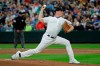 Toronto Blue Jays starting pitcher Trent Thornton throws against the Seattle Mariners during the first inning of a baseball game Friday, Aug. 23, 2019, in Seattle. (AP Photo/Ted S. Warren)