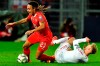 Switzerland's Kevin Mbabu, left, fights for the ball with Denmark's Nicolai Jorgensen, right, during the UEFA Euro 2020 qualifying Group D soccer match between Switzerland and Denmark, at the St. Jakob-Park stadium in Basel, Switzerland, Tuesday, March 26, 2019. (Walter Bieri/Keystone via AP)