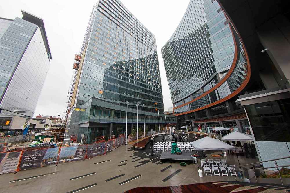 MIKE DEAL / WINNIPEG FREE PRESS FILES
The official opening of True North Square's public plaza last September. The facility wasn't available for the Jets playoff run last season because it hadn't been completed yet.