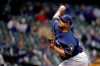 Milwaukee Brewers' Jhoulys Chacin pitches during the first inning of the team's baseball game against the Colorado Rockies on Tuesday, April 30, 2019, in Milwaukee. (AP Photo/Aaron Gash)
